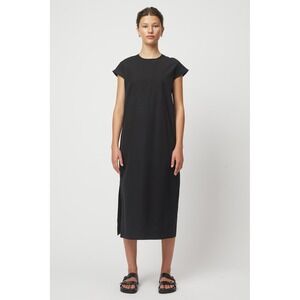 Atelier Delphine Dumas Japanese Puplin Dress Black Shift Cap Sleeve Modern Small
